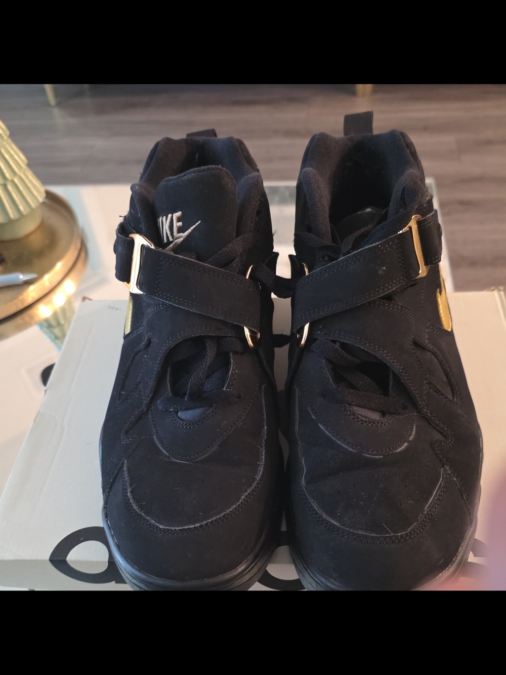 Nike Air Force Max Cb Mid-Top Sneaker Black/Gold Lace-Up Hook & Loop
